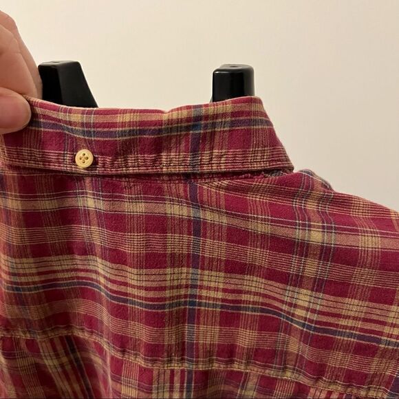 Nautica Size Large Mens Red Checkered Short Sleeve Button Down Shirt - Picture 3 of 6